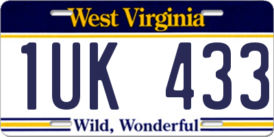 WV license plate 1UK433