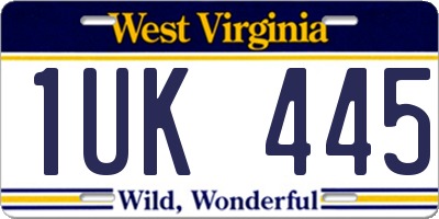 WV license plate 1UK445