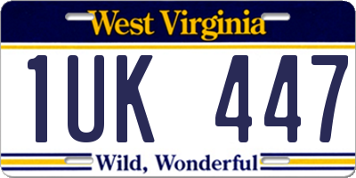 WV license plate 1UK447
