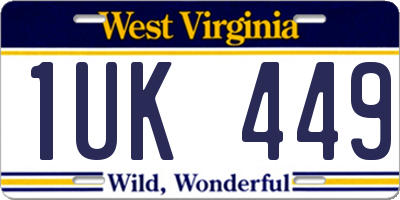 WV license plate 1UK449