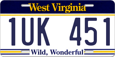 WV license plate 1UK451
