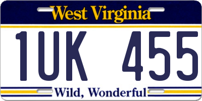 WV license plate 1UK455
