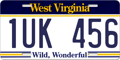 WV license plate 1UK456