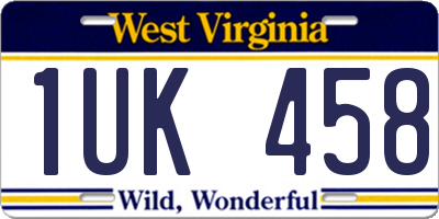 WV license plate 1UK458