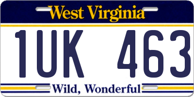 WV license plate 1UK463