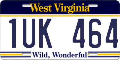 WV license plate 1UK464
