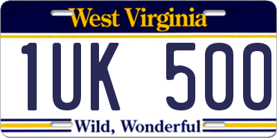 WV license plate 1UK500