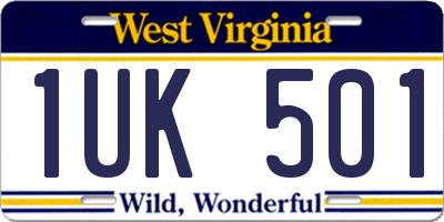 WV license plate 1UK501