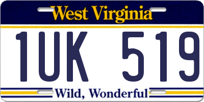 WV license plate 1UK519