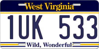 WV license plate 1UK533