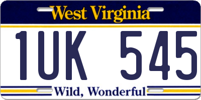 WV license plate 1UK545