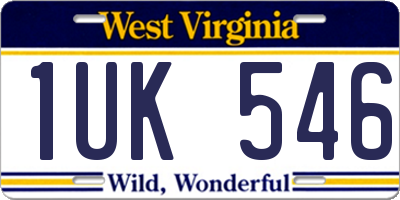 WV license plate 1UK546