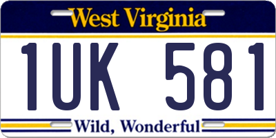 WV license plate 1UK581