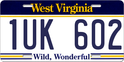 WV license plate 1UK602
