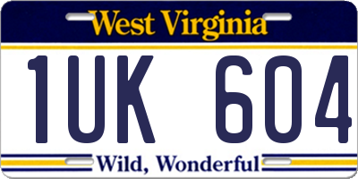 WV license plate 1UK604