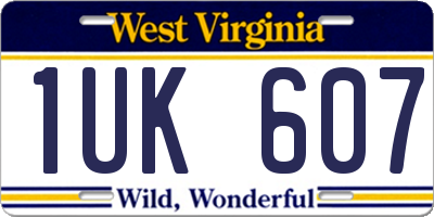 WV license plate 1UK607