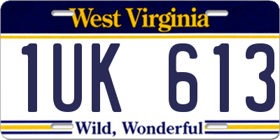 WV license plate 1UK613