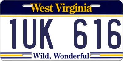 WV license plate 1UK616
