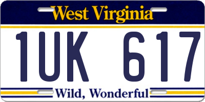 WV license plate 1UK617