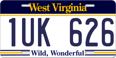 WV license plate 1UK626