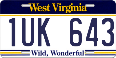 WV license plate 1UK643
