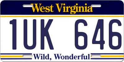 WV license plate 1UK646