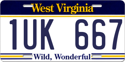WV license plate 1UK667