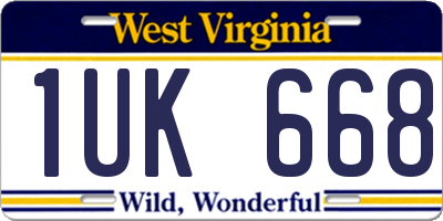 WV license plate 1UK668