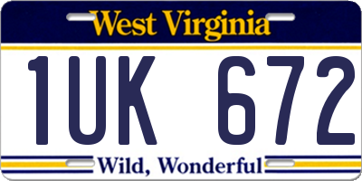 WV license plate 1UK672