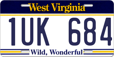 WV license plate 1UK684