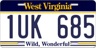 WV license plate 1UK685