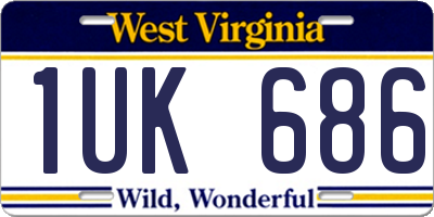 WV license plate 1UK686
