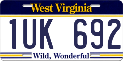WV license plate 1UK692