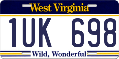 WV license plate 1UK698