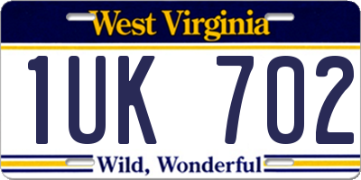 WV license plate 1UK702