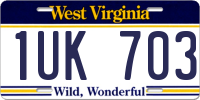 WV license plate 1UK703