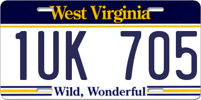 WV license plate 1UK705