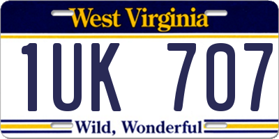 WV license plate 1UK707