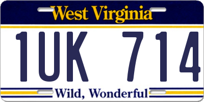 WV license plate 1UK714