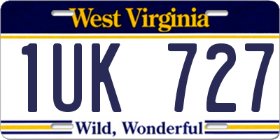 WV license plate 1UK727
