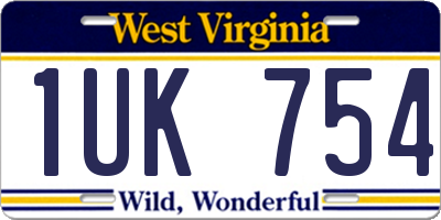 WV license plate 1UK754