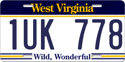 WV license plate 1UK778