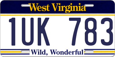 WV license plate 1UK783