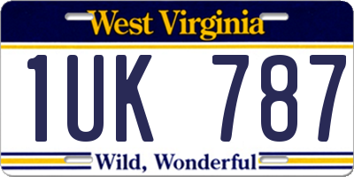 WV license plate 1UK787
