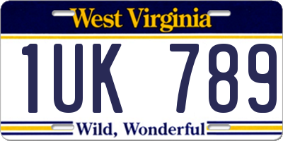 WV license plate 1UK789