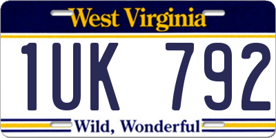 WV license plate 1UK792