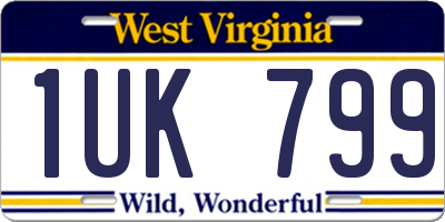 WV license plate 1UK799