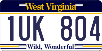WV license plate 1UK804