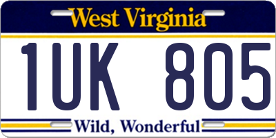 WV license plate 1UK805