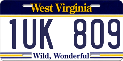 WV license plate 1UK809